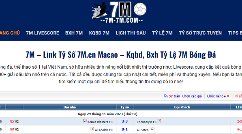 Tỷ Lệ 7m.cn – Địa Chỉ Cập Nhật Kèo Nhà Cái Nhanh Nhất